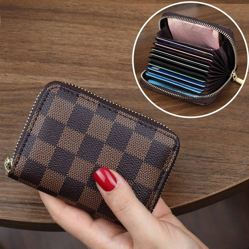 Anti-demagnetizacijos kelių kortelių lizdas didelės talpos kortelių laikiklis vyrams ir moterims vairuotojo pažymėjimas banko kortelių laikiklis mažas kortelių laikiklis užtrauktukas piniginė_voghion.com