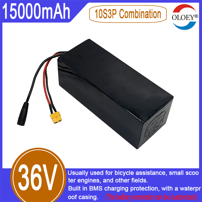 36V lityum iyon pil takımı, 10S3P kombinasyonu, 15000mAh, dahili BMS şarj koruması, patlamaya dayanıklı, su geçirmez_voghion.com