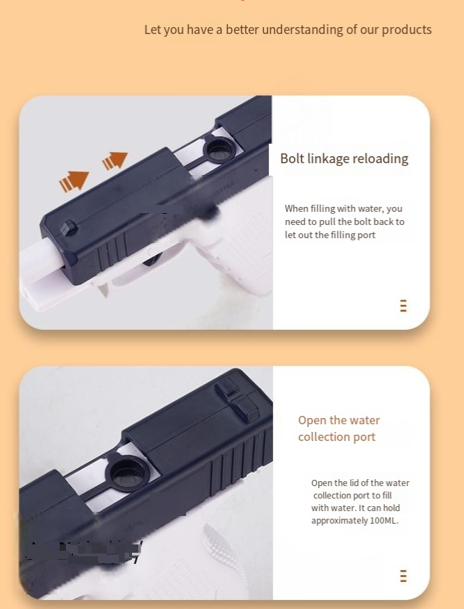 Mini vannpistol Glock Revolver Stor kapasitet Push vannpistol Vannkamp Sommer svømmebasseng vannleker_voghion.com