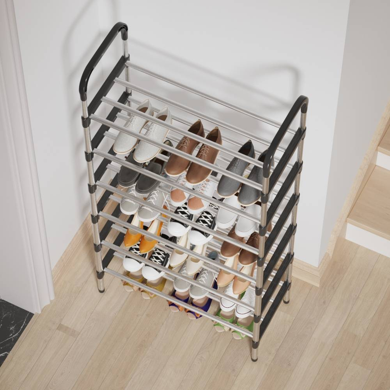 Zapatero metálico de 6/8 capas, ideal para entrada, dormitorio y sala de estar. Zapatero independiente, resistente y compacto._voghion.com