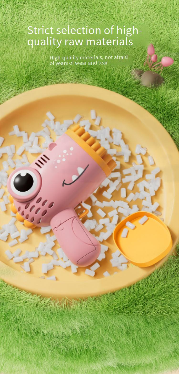 Pistola de burbujas de dinosaurio con 40 agujeros - Pistola de burbujas eléctrica automática para niños (máquina de burbujas portátil)_voghion.com