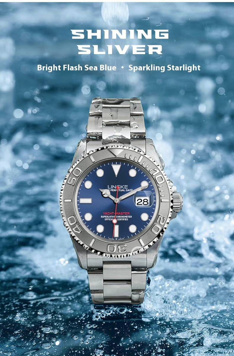 Reloj mecánico automático para hombre con manecillas luminosas, cristal de zafiro, resistencia al agua de 50 m, correa de acero inoxidable, ventana de fecha, estilo informal de negocios._voghion.com