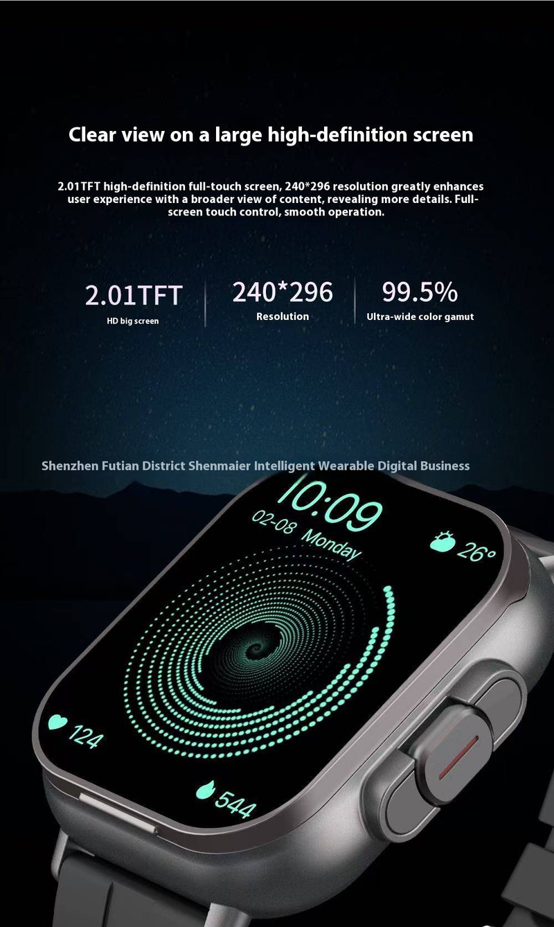 D8 Smart Watch With Bluetooth Calling & Built-in Earbuds, Full Touch Screen Fitness Tracker For Women Men, Heart Rate Monitor_voghion.com