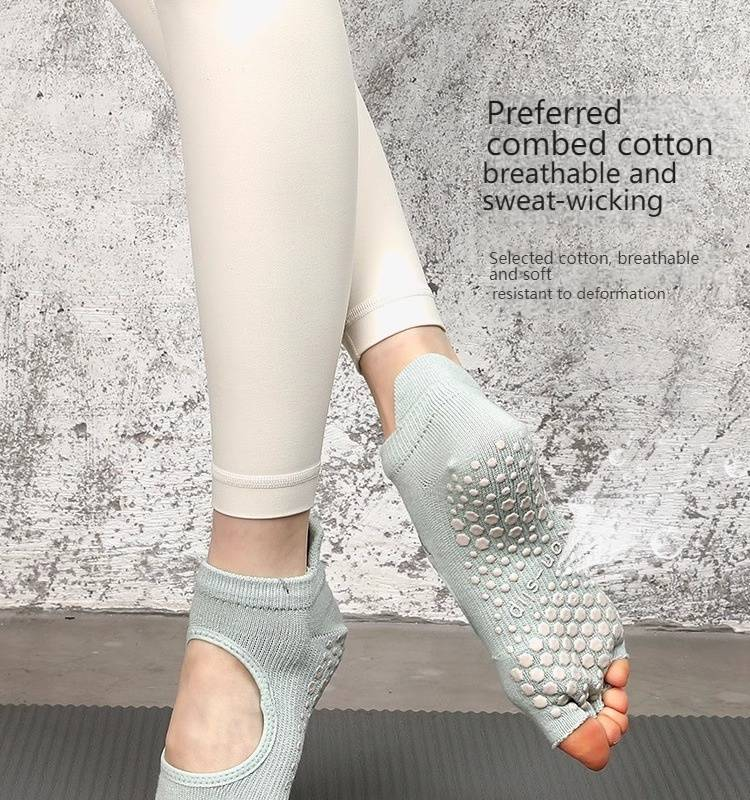 Calzini da yoga senza dita per donne e uomini - Calzini con dita separate e supporto dell'arco plantare per allenamenti di Pilates, Barre e palestra (3 colori neutri)_voghion.com