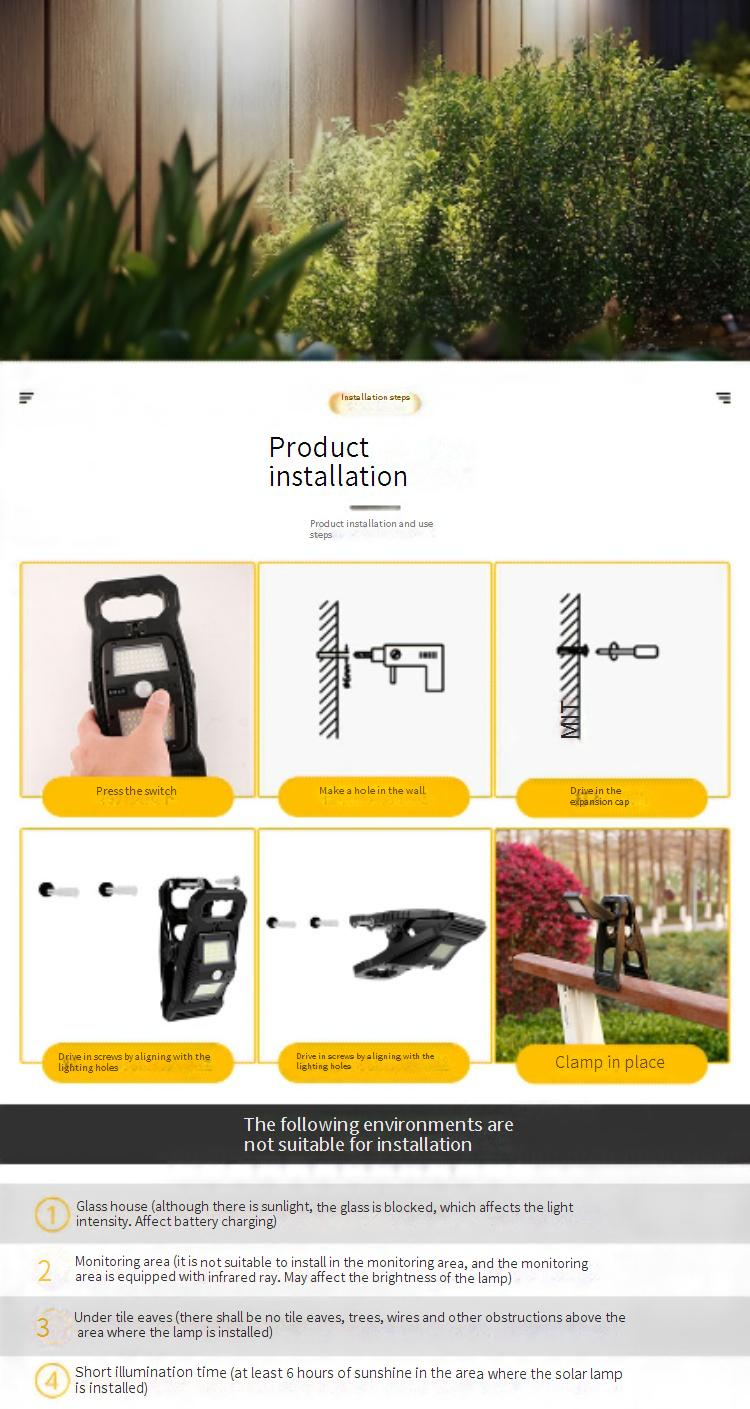 Solar-Powered Clip Light With Motion Sensor – Waterproof Outdoor Wall Light For Garden, Patio, Fence, Balcony_voghion.com
