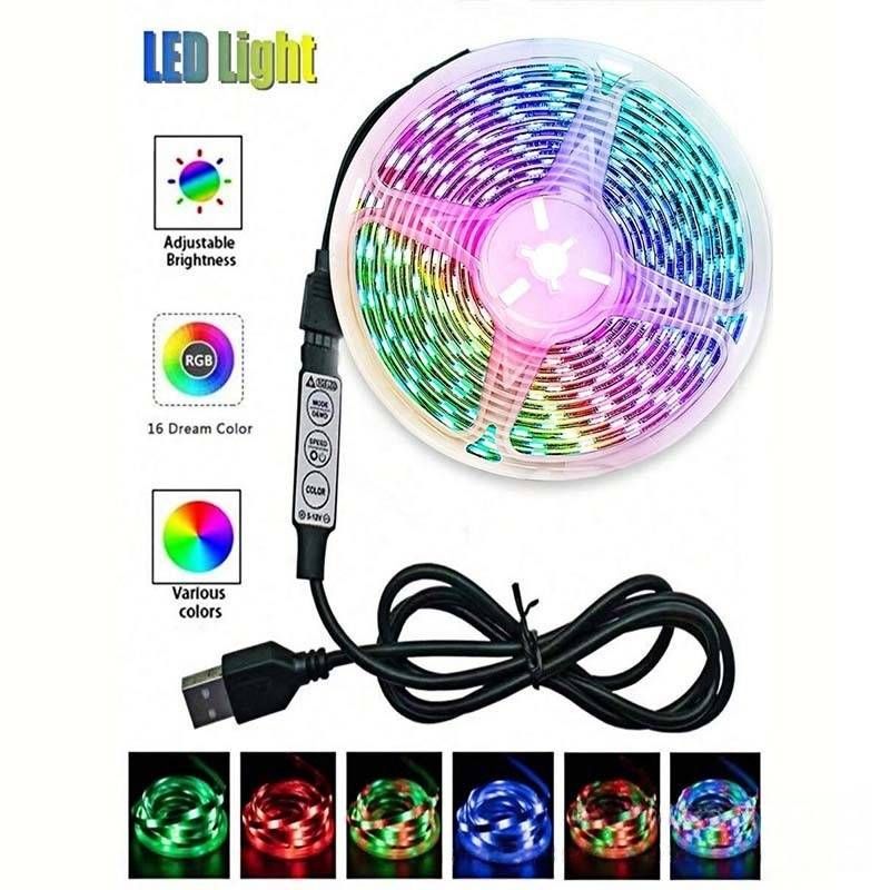 Taśmy LED RGB 5 V z pilotem 3-przyciskowym, zasilane przez USB, do podświetlenia telewizora, pokoju gier i dekoracji wnętrz_voghion.com