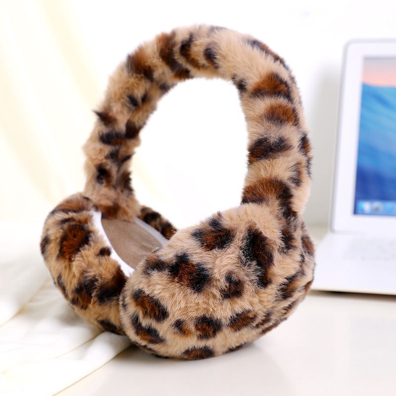Paraorecchie in pile con stampa leopardata Ruiya per donna: protezione per le orecchie invernale morbida e calda, pieghevole e leggera, accessorio elegante per il freddo_voghion.com