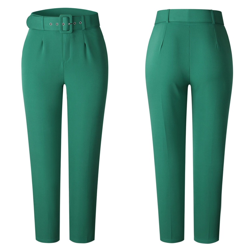 Freizeithose mit hoher Taille, Slim-Fit-Anzughose, Damenhose, Herbst-Berufshose_voghion.com