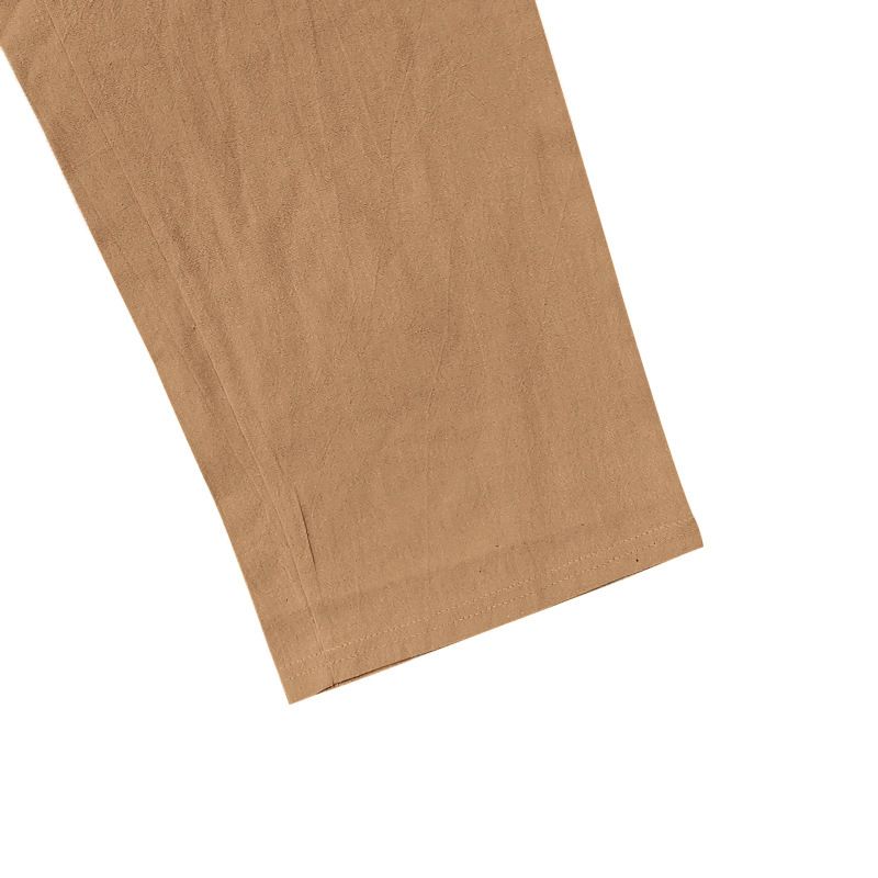 Neue Herrenhose aus Baumwolle und Leinen in Übergröße mit lockerer, einfarbiger, lässiger Schnürhose_voghion.com