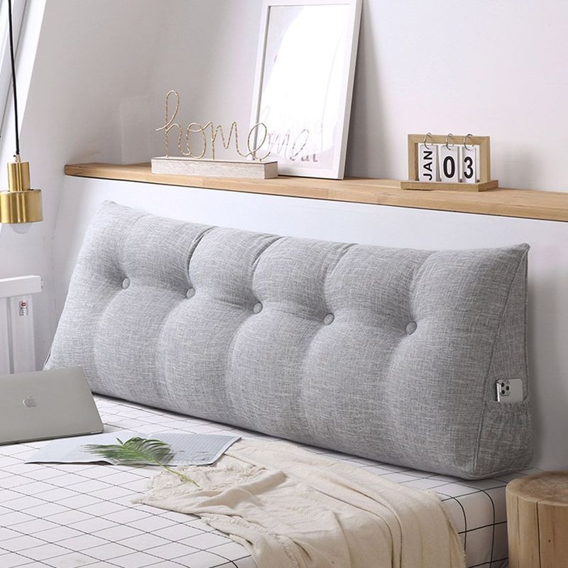 SOGA 4X 100cm Silver Triangular Wedge Bed Pillow Headboard_voghion.com