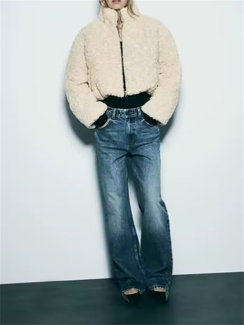 Women's fleece short slim-fit padded jacket jacket_voghion.com