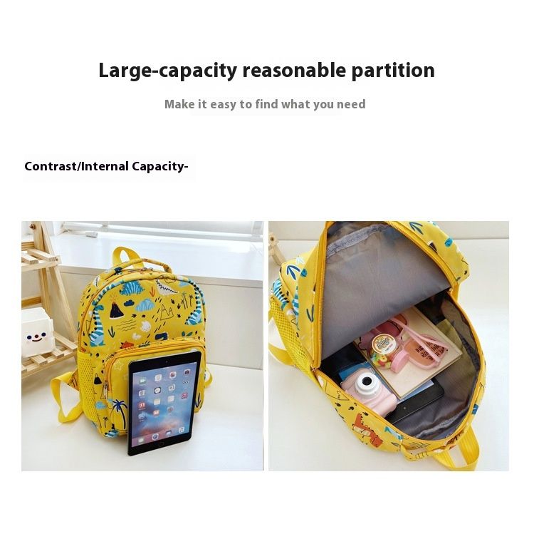 Andralyn Neue Kindertasche mit Cartoon-Print Kinderrucksack Trendy und süßer Dinosaurier-Kindergartenrucksack_voghion.com