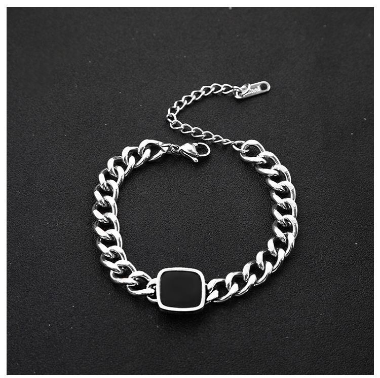 Square Cuban Bracelet For Men Titanium Steel Non-Fading Trendy Versatile Niche Hip-Hop Punk Bold Necklace_voghion.com