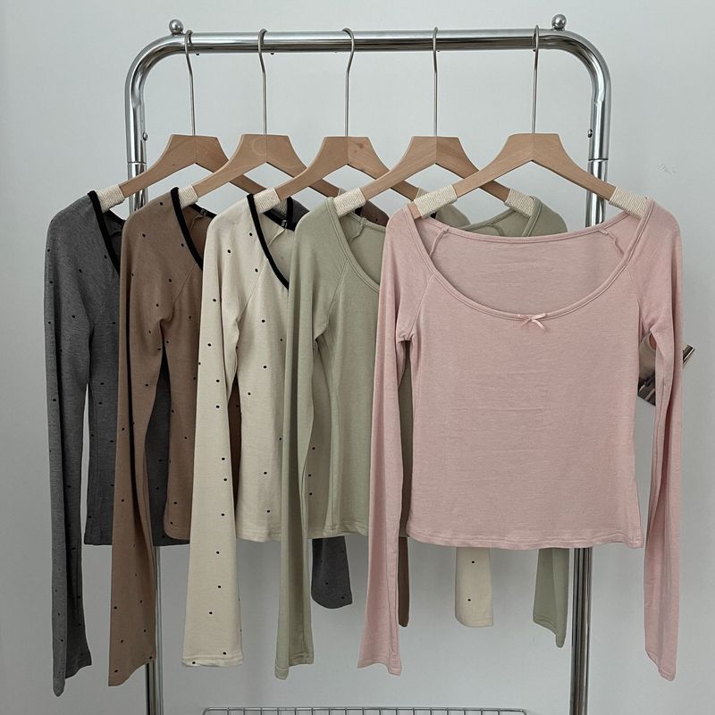 Gentle Color Miu Bow Long Sleeved Base Shirt_voghion.com