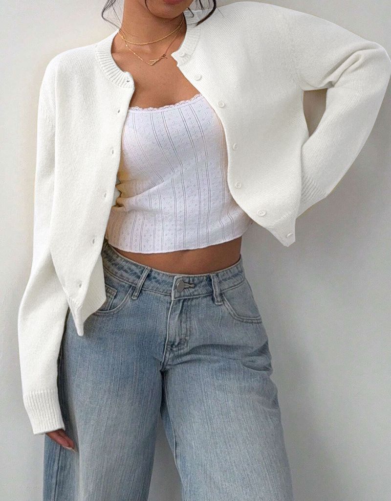 Women's Lightweight Knit Cardigan - Soft Acrylic Round Neck Long Sleeve Button Front Open Front Casual Sweater For Fall & Winter_voghion.com