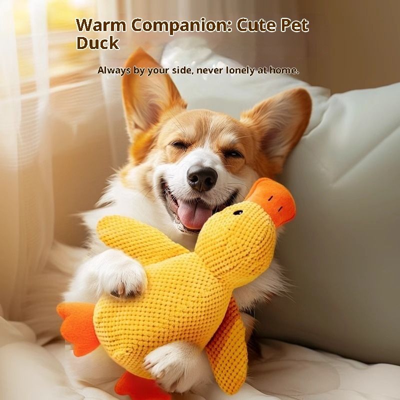Pet Products Cat Self-Hi Duck Grinding Teeth Biting Sound Cartoon Duck Dog Interactive Plush Toy Accompanying Sleeping Duck_voghion.com