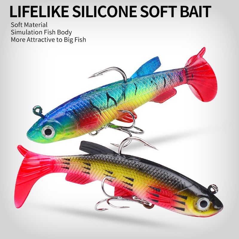 Simulierter Köder, bleigewichteter Fisch, T-Schwanz, 7,5 cm, 13,5 g, Barsch, Seebarsch, Salzwasser-Angelköder_voghion.com