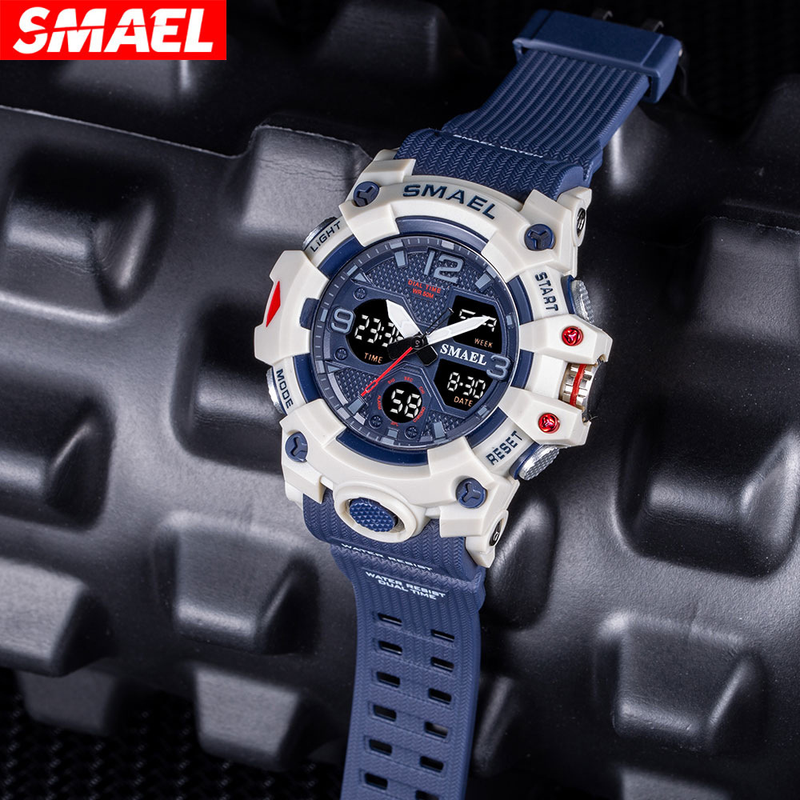 Smael smael orologio da uomo sportivo multifunzionale impermeabile orologio sveglia orologio elettronico di tendenza a doppio display_voghion.com