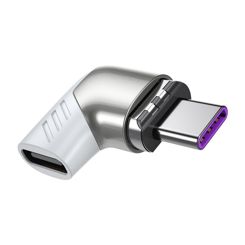 Adaptateur magnétique USB C vers Type C 100 W 480 Mbps 5 A Charge rapide Convertisseur magnétique Type C Câble magnétique Connecteur USB à angle droit_voghion.com