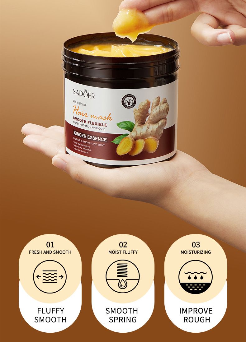 Maschera completa allo zenzero inglese 500 g SADOER Idratante e lisciante per capelli Trasmissione in diretta_voghion.com
