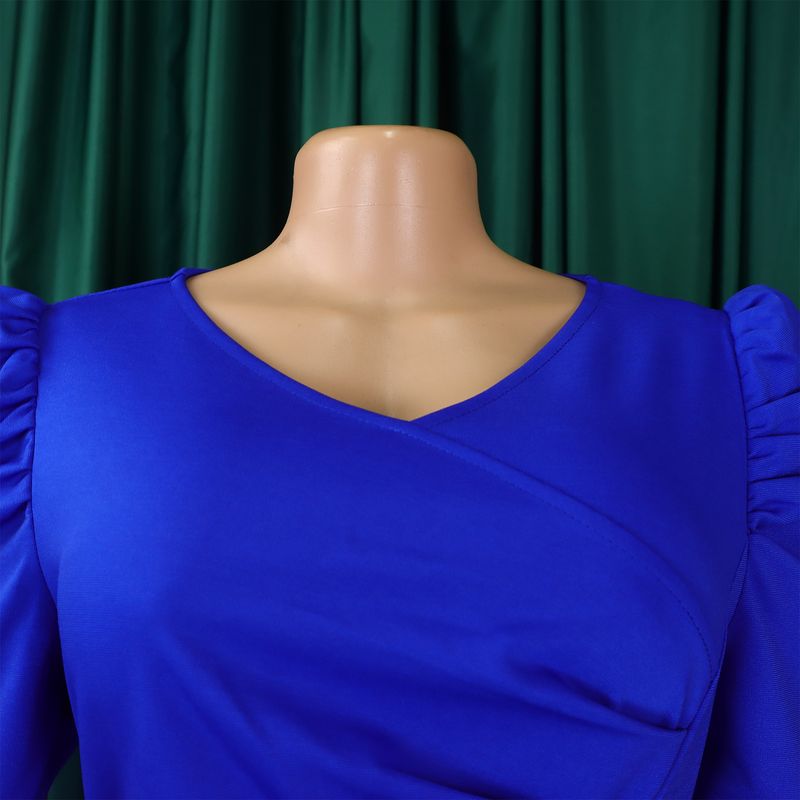 Gonna ampia a pieghe con scollo a V, elegante e alla moda, per abbigliamento femminile_voghion.com