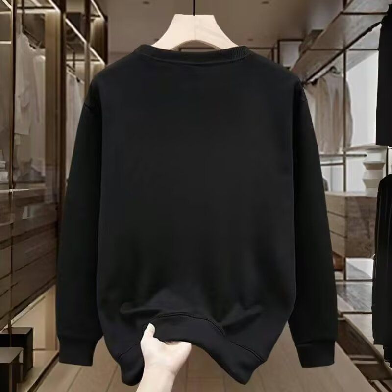 Round Neck Printed Sweatshirt For Men, Autumn And Winter Base Shirt, Loose Inner Layer, Long Sleeved Jacket_voghion.com