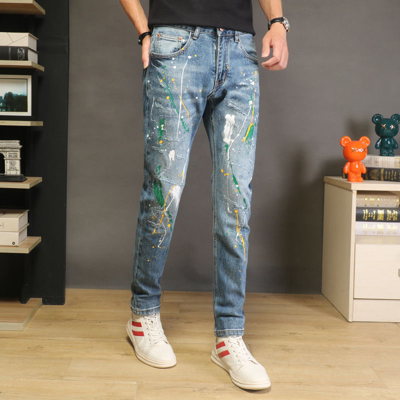 Blugi și pantaloni pentru bărbați, populari, la modă nouă, Harajuku, simplu, literar și artistic, cu temperament leneș, INS, tendință_voghion.com