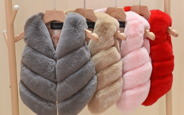 Kinderkleidung Kinder-Patchwork-Pelzweste für Jungen und Mädchen, extra dicke Pelzweste, Baby-Pelzimitatmantel_voghion.com