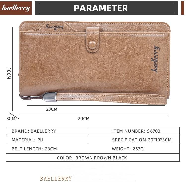 Retro European and American men's long wallet multi-function mobile phone bag high-end handbag_voghion.com