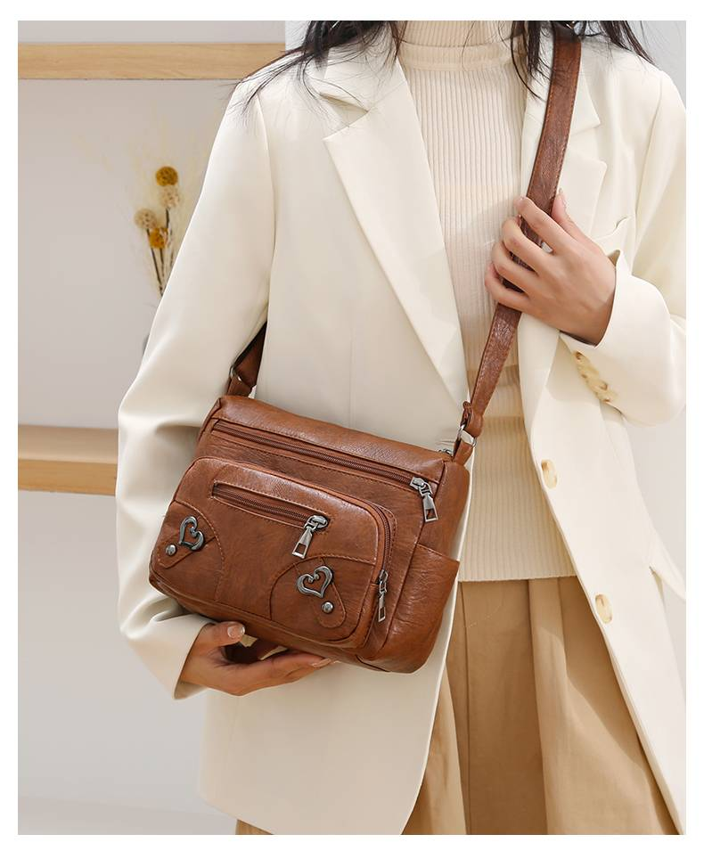 Women's vintage shoulder bag, multi-pocket large capacity crossbody bag_voghion.com