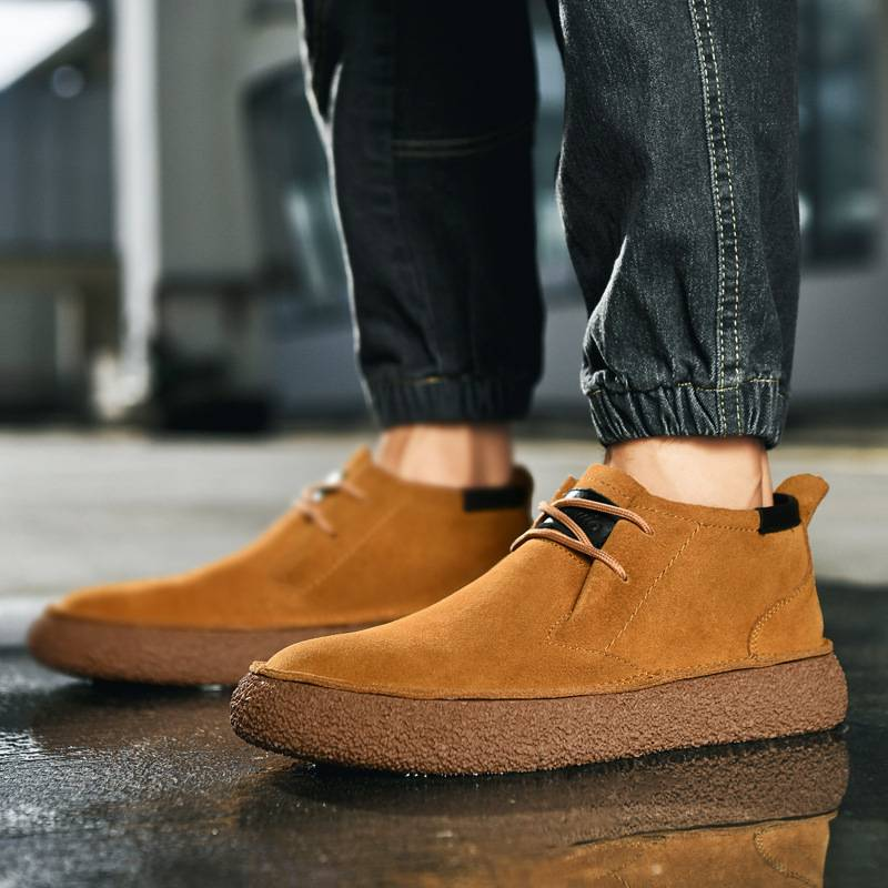 Erkek Sonbahar/Kış Moda El Yapımı Dayanıklı Kaymaz Hafif Yumuşak Hakiki Deri Günlük Martin Botları_voghion.com