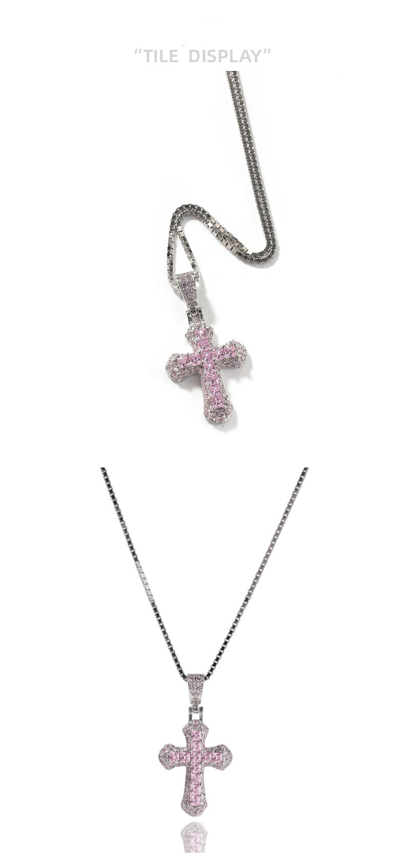 Chaîne de clavicule courte polyvalente en plaqué or avec mini croix tendance pour femme, bijou tendance en diamant_voghion.com