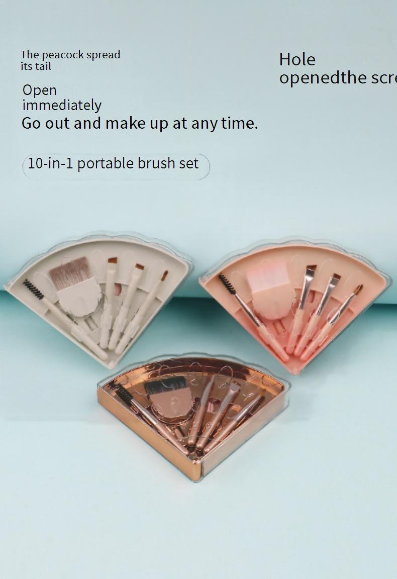 Pennelli e strumenti per il trucco Nuovo set di pennelli per il trucco degli occhi 10 in 1 Pennello per ombretto Pennello per correttore Pennello a lama Strumento di bellezza Pennello per il trucco portatile_voghion.com