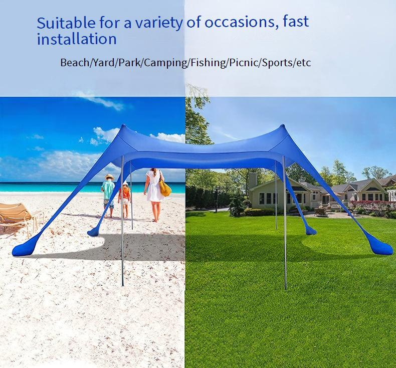 Tenda da spiaggia portatile con tettuccio in lycra - Protezione solare UV per campeggio, picnic e relax all'aperto_voghion.com