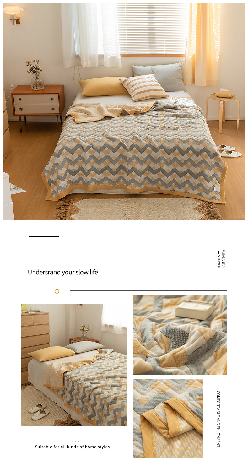 High End Yarn Dyed Cotton Jacquard Blanket Cotton Summer Quilt Knitted Cotton Cover Blanket Summer Quilt Air Conditioner_voghion.com