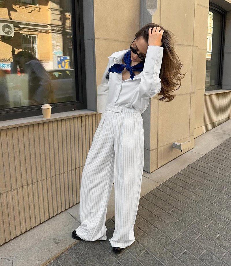 Women's High Waist Wide Leg Dress Pants - Stretch Comfortable Office Trousers With Striped Design, Casual & Formal Wear For Fall Winter_voghion.com