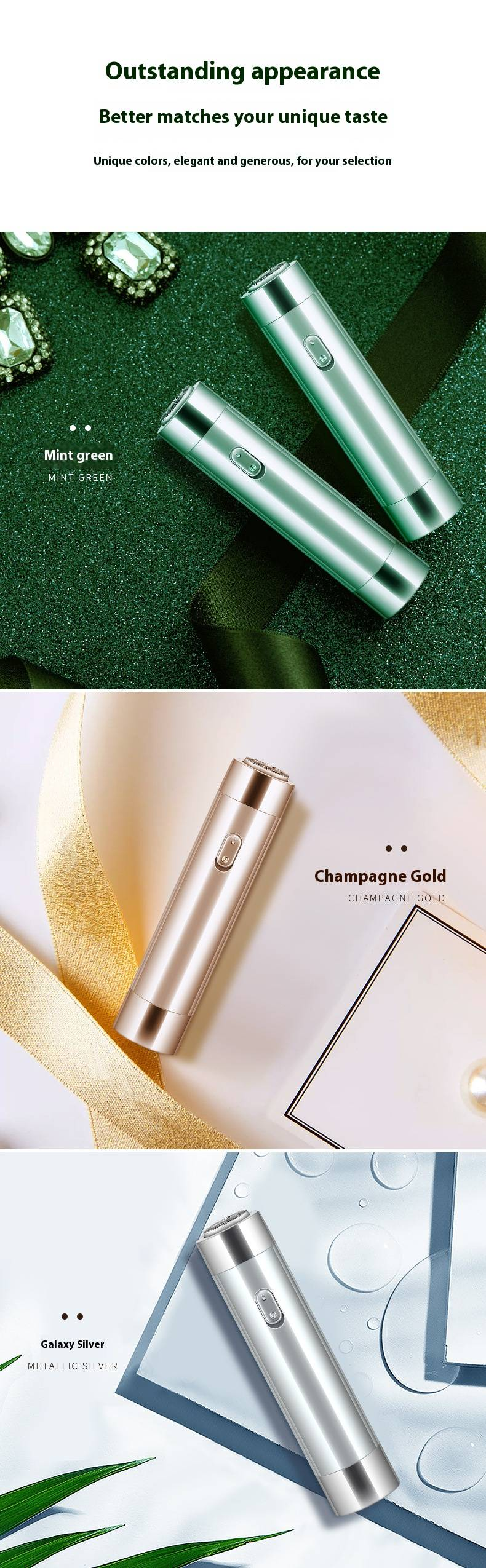 Tagliacapelli per donne e uomini - Rimozione dei peli indolore e precisa per labbro superiore, mento e viso - Rasoio elettrico a batteria con lame scorrevoli_voghion.com