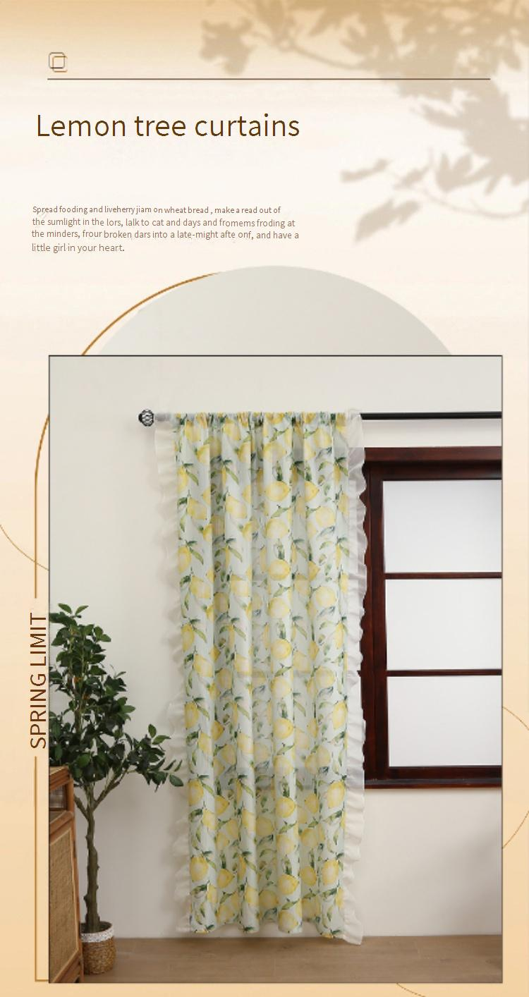 Modern Polyester Door Curtain With Botanical Print - Ready-to-Hang Fabric Panel For Living Room (Multiple Sizes)_voghion.com