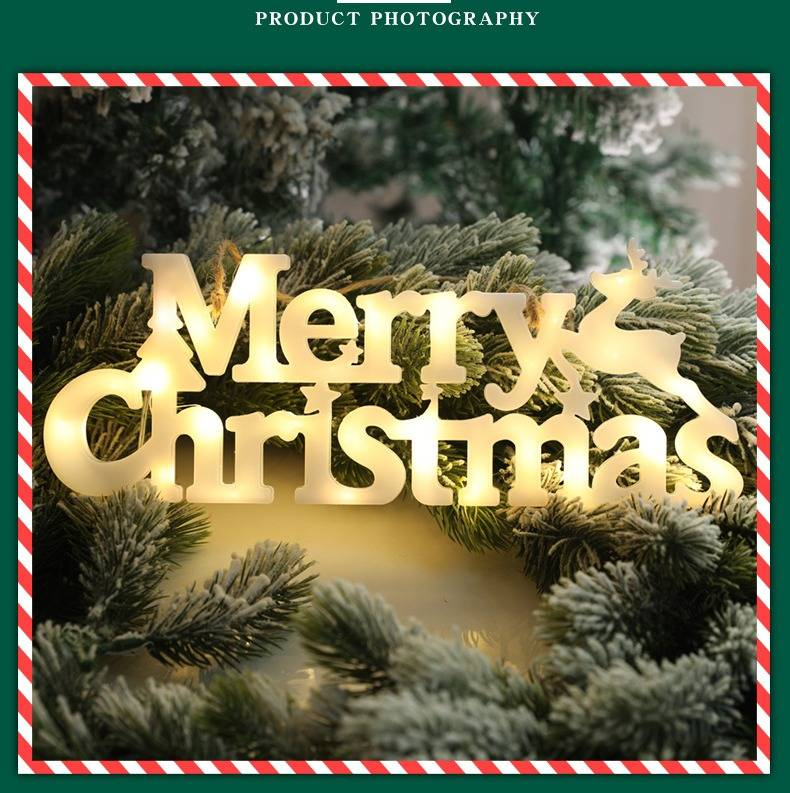 Luces LED navideñas con letras: decoración navideña a pilas para el hogar, fiestas y exteriores (blanco, rojo y amarillo)_voghion.com
