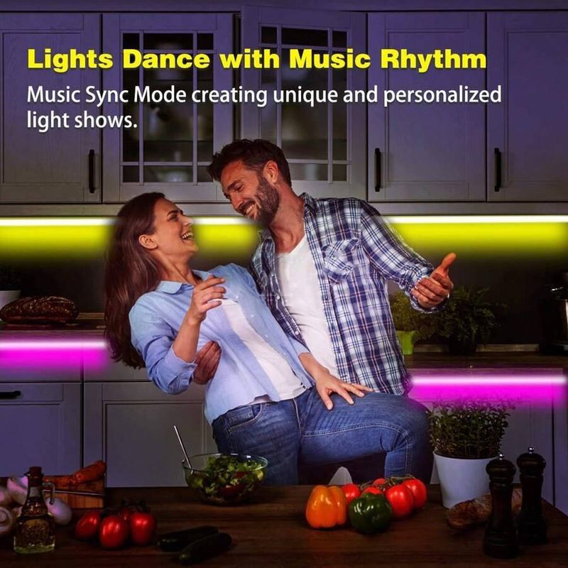 Bande lumineuse LED RVB intelligente 5 V avec Bluetooth et télécommande IR 44 touches - Puces LED 3535, contrôle par application, rétroéclairage TV, décoration d'intérieur DIY, 16 LED/m_voghion.com