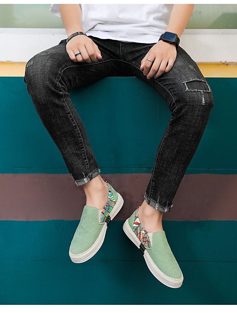 Scarpe da uomo in tela traspiranti con suola in gomma, per abbigliamento casual estivo, comode e leggere, mocassini con elastico_voghion.com