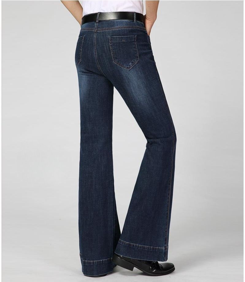 Jean évasé rétro pour homme – Pantalon bootcut en coton mélangé légèrement extensible (26-40) – Pantalon taille haute vintage à pattes d'éléphant pour le disco et le streetwear_voghion.com