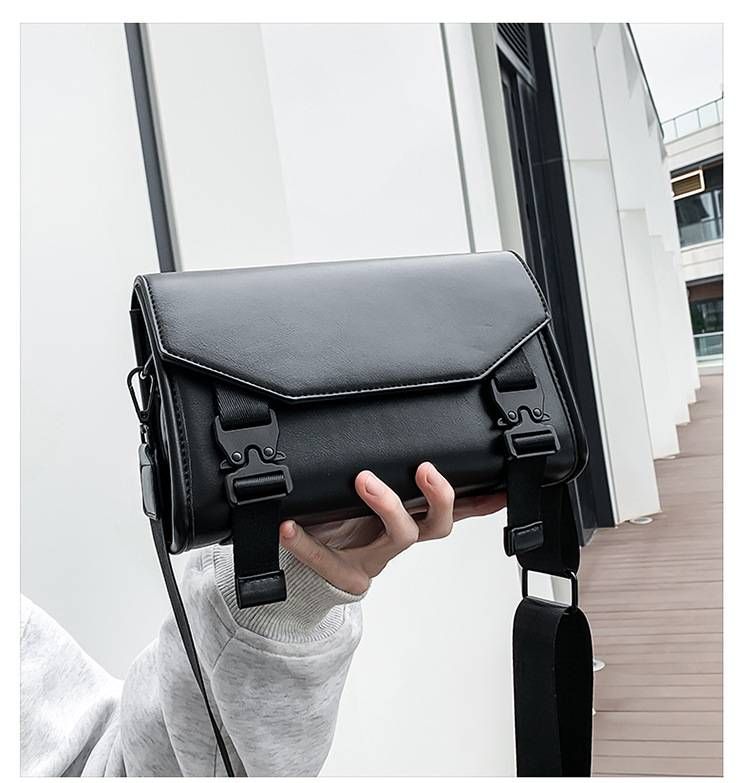 Borsa a tracolla unisex – Borsa per telefono minimalista con patta e chiusura a scatto | Borsa a tracolla in PU impermeabile per gli spostamenti quotidiani (nero/marrone chiaro)_voghion.com