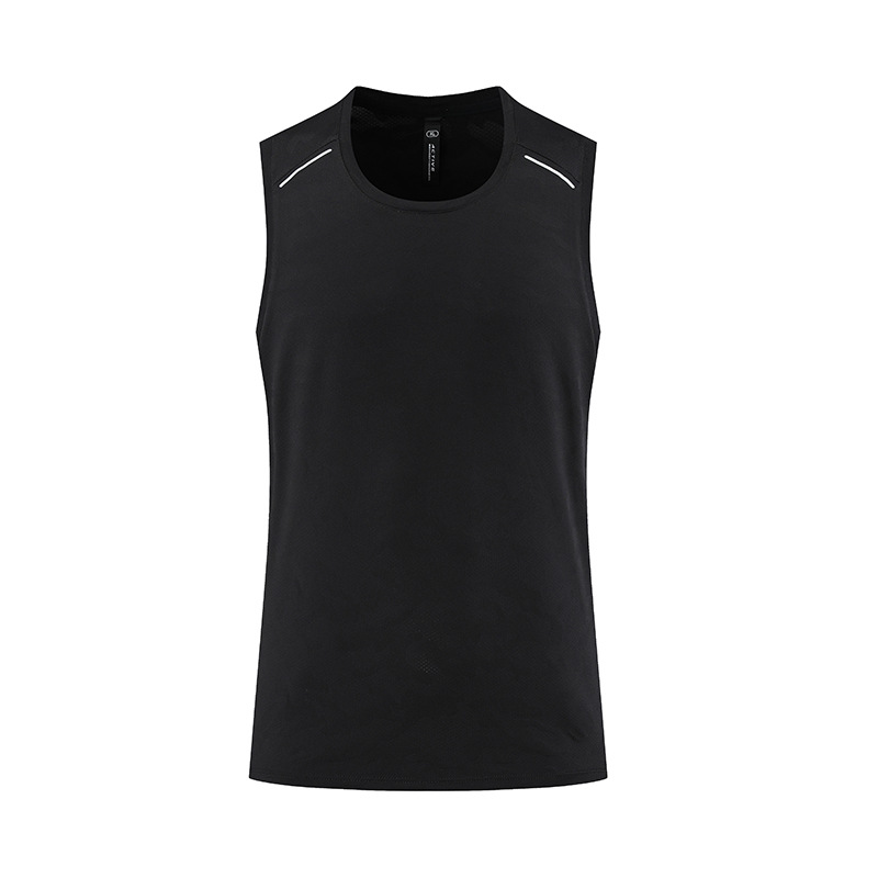 Sport Sweatwicking Asciugatura rapida Allenamento Subsize Striscia riflettente Maglia elastica Canotta senza maniche da uomo rossa Nuovo stile_voghion.com