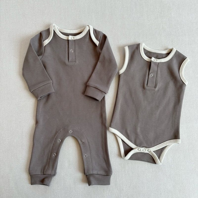 Heißer Verkauf Baby Baumwolle Ärmellose Weste Klettern Kleidung Baby Nordic Stil Außenhandel Unibody Kleidung Multicolor Tasche Fett Kleidung_voghion.com