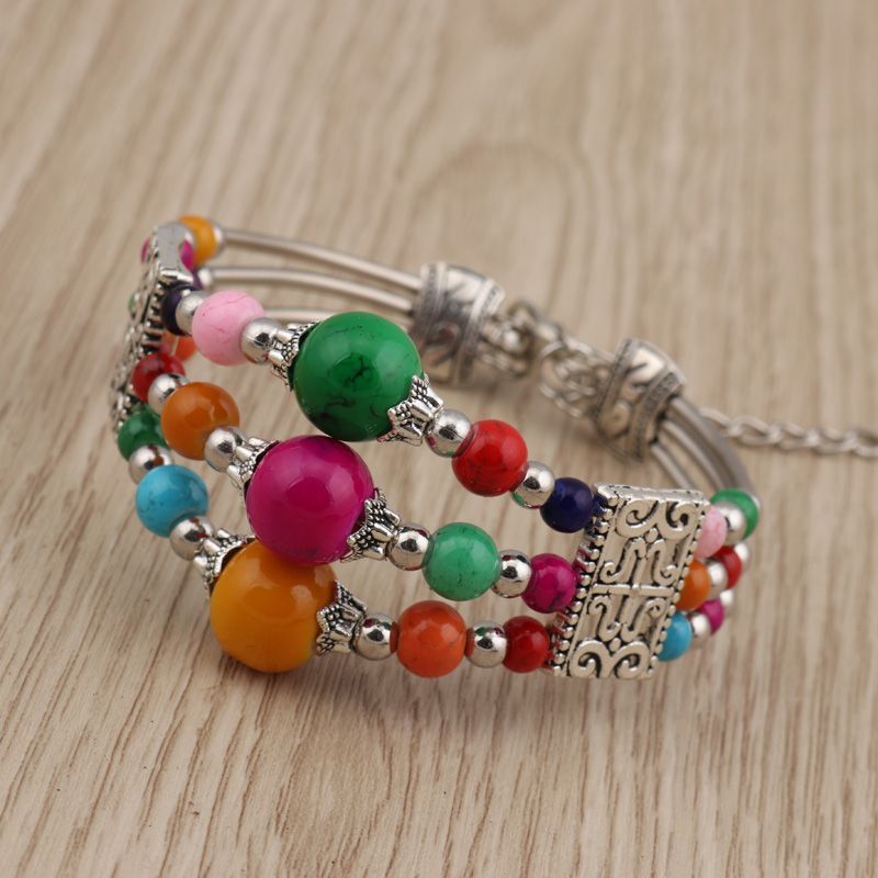 Tibetan Ethnic Turquoise Bracelet Personalized Retro Nepalese Ethnic Jewelry High Value Adjustable_voghion.com