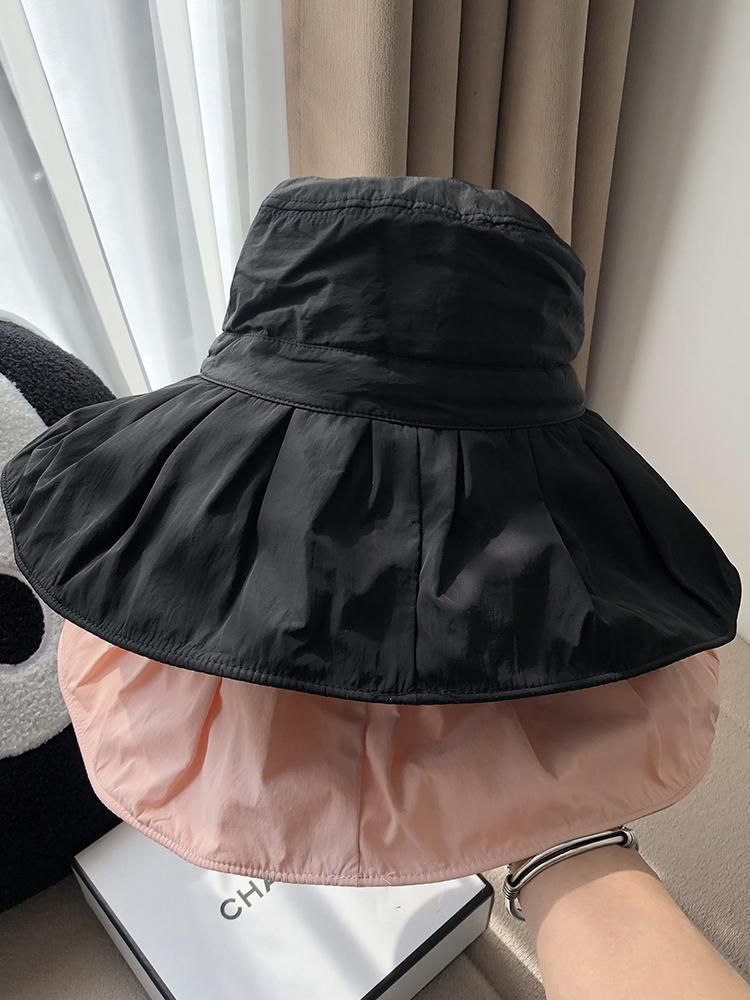 Big Eaves Plissee Bucket Hat Sommer UV-Schutz Sonnenschutz Faltbares Temperament Schnelltrocknender Beckenhut Damen_voghion.com