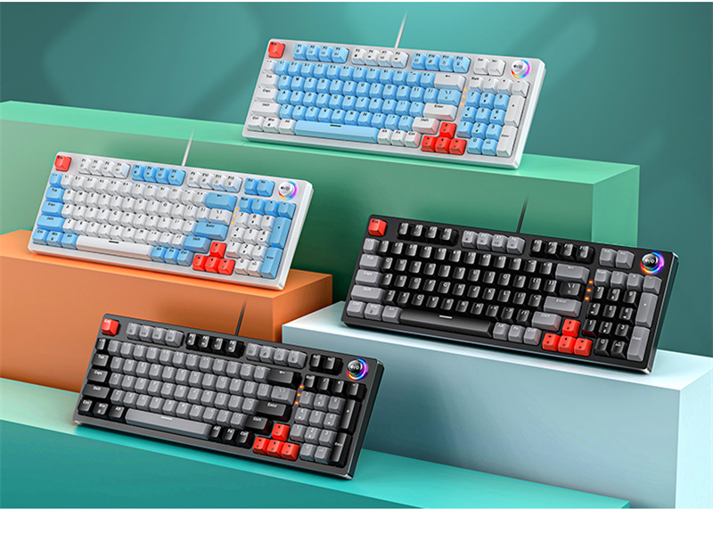 RGB Nuovo K Retroilluminato Cablato Interruttore blu Meccanico Ke Tasto personalizzato Mosaico colorato Manopola multimediale Gioco O e nob_voghion.com