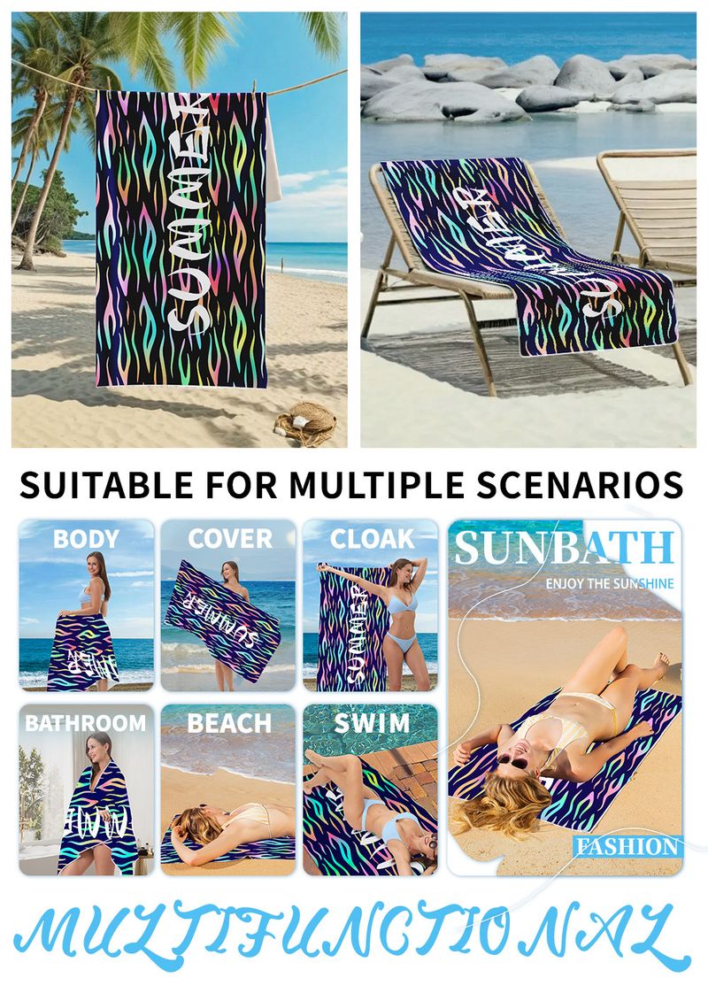 Telo mare ad asciugatura rapida - Flanella bifacciale con stampa colorata (super assorbente, leggero e compatto, perfetto per viaggi, piscina e vacanze)_voghion.com