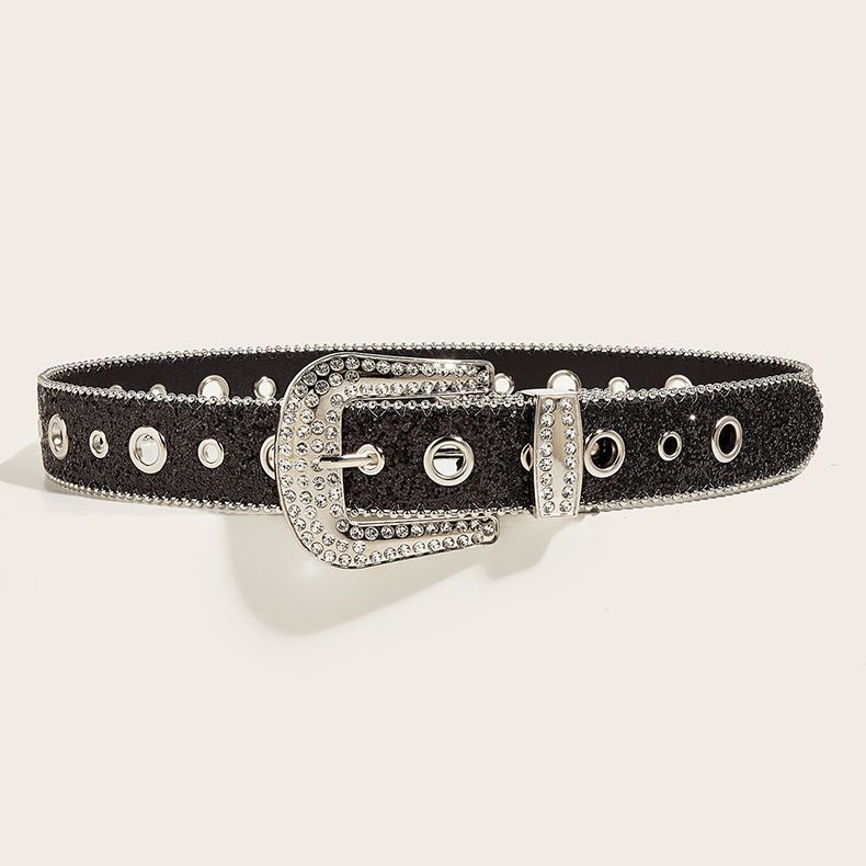 Nouvelle ceinture européenne et américaine pour filles sexy, mode féminine, style tendance et brillant, boucle diamant occidentale Y2K, ceinture large, chaîne de taille_voghion.com